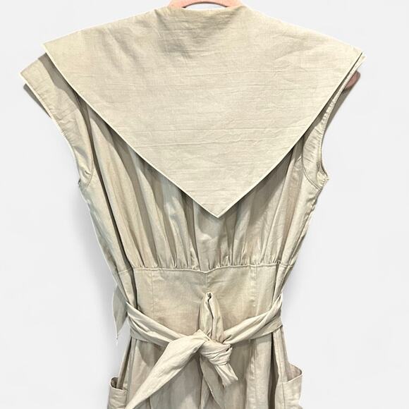 Vintage 90s My Michelle 100% Cotton Khaki Button Down Front Dress - Picture 7 of 11